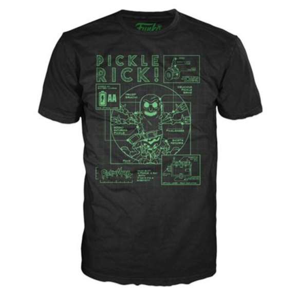 Funko Other - Rick and Morty Pickle Rick Blueprint T-Shirt